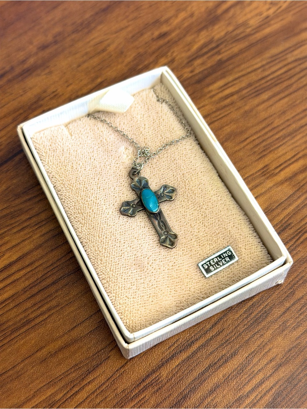 Vintage Turquoise Sterling Silver Cross Necklace - Robbins Company